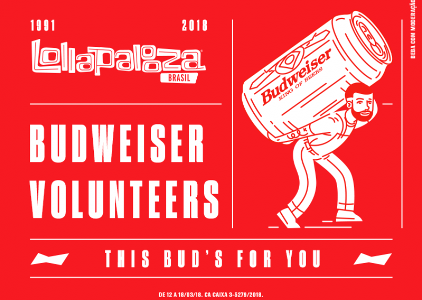 Participe do Bud Volunteers e tenha a chance de ser volunt&aacute;rio e estar no backstage do Lollapalooza 2018!    