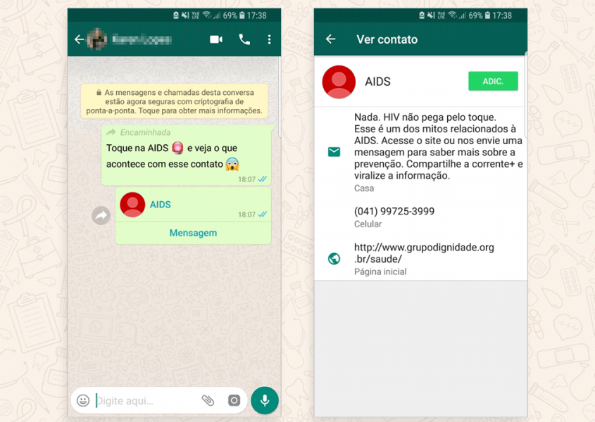 Atrav&eacute;s de corrente, campanha usa o WhatsApp para informar sobre preven&ccedil;&atilde;o da AIDS